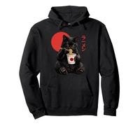 Kawaii Cat Eat Ramen Noodle Funny Black Cat Japanese Foodie Pullover Hoodie