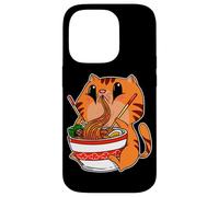 Kawaii Cat Eating Anime Japanese Noodles Ramen Case for iPhone 14 Pro