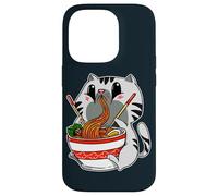 Kawaii Cat Eating Japanese Noodles Ramen Anime Case for iPhone 14 Pro