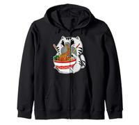Kawaii Cat Eating Japanese Noodles Ramen Anime Zip Hoodie