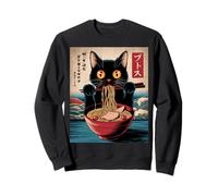 Kawaii Cat Eating Noodles Japanese Anime Cat Ramen Sweatshirt