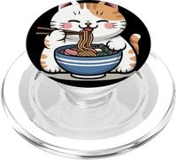 Kawaii Cat Eating Ramen Cartoon Anime Food Japan Lover PopSockets PopGrip for MagSafe