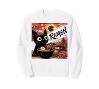 Kawaii Cat Eating Ramen Cute Japanese Anime Starry Night Art Sweatshirt