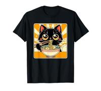 Kawaii Cat Eating Ramen Japanese Cute Aesthetic Retro Anime T-Shirt