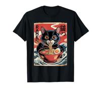 Kawaii Cat Eating Ramen Japanese Propaganda Style T-Shirt