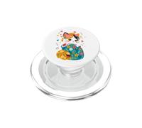 Kawaii Cat Geisha Japanese Anime Kimono Cute Cat PopSockets PopGrip for MagSafe