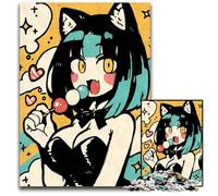 KAwaii Cat Girl with Dango14 Adult Jigsaw Puzzles 1000Pieces Jigsaw Puzzles for Adults Perfect for Teenagers Home Decor 1000 PCS(38x26cm)