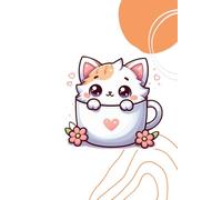 Kawaii Cat Notebook: Notebook wide rules adorable little cat | Kawaii Cat kitten | Aesthetic | Kitty book | Lined | Feline Journal | 120 pages | 6x9"