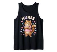 Kawaii Cat Nurse RN LPN CNA Cute Pet Kitten Nursing Life Tank Top