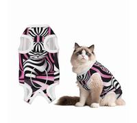 Kawaii Cat Op Art Custom Patterned Surgery Suit for Dogs Cat- Post-Surgery Recovery, Wound Care, and Anxiety Relief - Soft Cotton Dog Pajamas with Full Belly Coverage Small