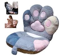 Kawaii Cat Paw Plush Pillow Soft Gaming Chair Cushion, Cute Office Seat Pad for Computer Chairs, with Lumbar Support, Cozy Floor Mat Skin Friendly Sofa Decor for Home, Bedroom Gifts (Grey -L)