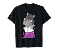 Kawaii Cat Pile Anime T-shirt - Asexual Pride Flag Kittens T-Shirt