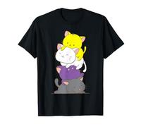 Kawaii Cat Pile T-shirt LGBTQ Non Binary Pride Flag Kittens T-Shirt