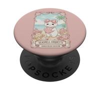 Kawaii Cat Pink Bow Pastel Cute Coastal Seashell Coquette PopSockets Adhesive PopGrip