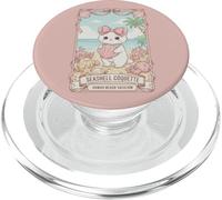 Kawaii Cat Pink Bow Pastel Cute Coastal Seashell Coquette PopSockets PopGrip for MagSafe