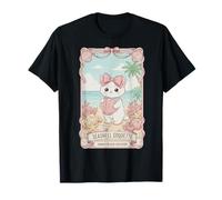 Kawaii Cat Pink Bow Pastel Cute Coastal Seashell Coquette T-Shirt