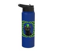 Kawaii Cat Shamrock Clover Saint Paddy Saint Patrick's Day Stainless Steel Insulated Water Bottle