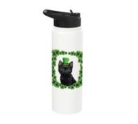 Kawaii Cat Shamrock Clover Saint Paddy Saint Patrick's Day Stainless Steel Insulated Water Bottle