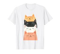 Kawaii Cat Stack - Purrfectly Peaceful Value Graphic T-Shirt, Men, White, S