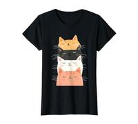 Kawaii Cat Stack - Purrfectly Peaceful Value Graphic T-Shirt, Women, Black, M