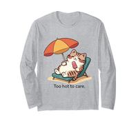 Kawaii Cat Too Hot to Care Summer Lounging Long Sleeve T-Shirt
