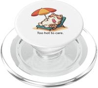 Kawaii Cat Too Hot To Care Summer Lounging PopSockets PopGrip for MagSafe