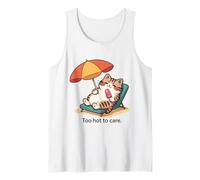 Kawaii Cat Too Hot to Care Summer Lounging Tank Top