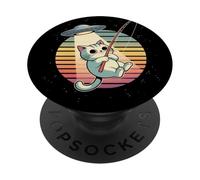 Kawaii Cat UFO Abduction Anime Cute Fishing Adorable Cosmic PopSockets Adhesive PopGrip
