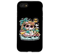 Kawaii Cat Vacation Mode Beach Summer Tropical Kitten Kids Case for iPhone SE (2020) / 7/8