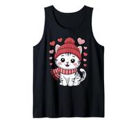 Kawaii Cat Valentines Day Hearts Scarf Beanie Tank Top