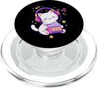 Kawaii Cat with Cassette Player 90s Japanese Retro Style PopSockets PopGrip for MagSafe