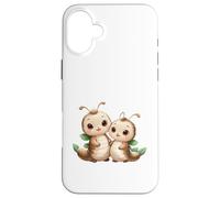 Kawaii Caterpillar Couple Adorable Larva Design Case for iPhone 16 Plus