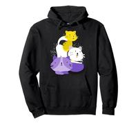 Kawaii Cats Animal Agender LGBT Genderfluid Queer Non Binary Pullover Hoodie