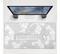 Kawaii Cats Gaming Mouse Pad Extended Cute Anime Kittens Japanese Extended Big Large Desk Mat Non-Slip Rubber Base Stitched Edge Long Keyboard Mousepad for PC Computer Laptop,40x20 Inch, 100x50 CM