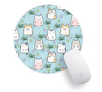 Kawaii Cats Mouse Pad Blue Cute Cat Mouse Mat PC Computer Desk Accessories Office Gift Gaming Mousemat Mousepad Rectangle Round -ROUND