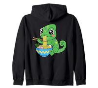 Kawaii Chameleon Ramen Graphic Cute Lizard Japanese Art Zip Hoodie