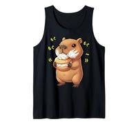 Kawaii Chibi Capybara Munching Happily Funny Water Hog Tank Top