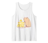 Kawaii Chibi Capybara with a Slice of Yuzu Cake Cute Art Tank Top