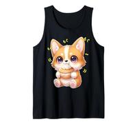 Kawaii Chibi Corgi Munching Happily Funny Welsh Dog Tank Top