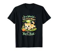 Kawaii Chibi Kitten Yarn Ball Cat Nap Quote T-Shirt