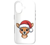 Kawaii Christmas Reindeer Face With Santa Hat Case for iPhone 17