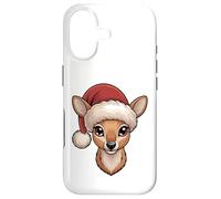 Kawaii Christmas Reindeer Face With Santa Hat Case for iPhone 17