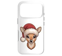 Kawaii Christmas Reindeer Face With Santa Hat Case for iPhone 17 Pro