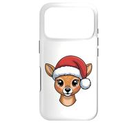 Kawaii Christmas Reindeer Face With Santa Hat Case for iPhone 17 Pro