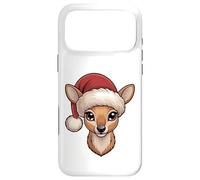 Kawaii Christmas Reindeer Face With Santa Hat Case for iPhone 17 Pro Max
