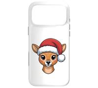Kawaii Christmas Reindeer Face With Santa Hat Case for iPhone 17 Pro Max