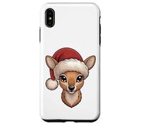Kawaii Christmas Reindeer Face With Santa Hat Case for iPhone XS Max