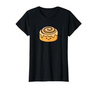 Kawaii Cinnamon Bun Cute Food Value Graphic T-Shirt, Women, Black, M