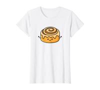Kawaii Cinnamon Bun Cute Food Value Graphic T-Shirt, Women, White, L