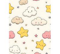 Kawaii Clouds & Stars Composition Notebook: Cute Pastel Lined Journal for Girls Kids & Teens | 110 Writing Pages | School Notebook for Notes Journaling Drawing & Daily Writing | 8.5 x 11 Glossy Cover
